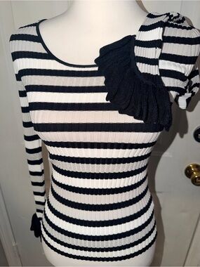 Scripted | XS NWoT color block w/metallic striped Blouse w/Ruffle sleeves